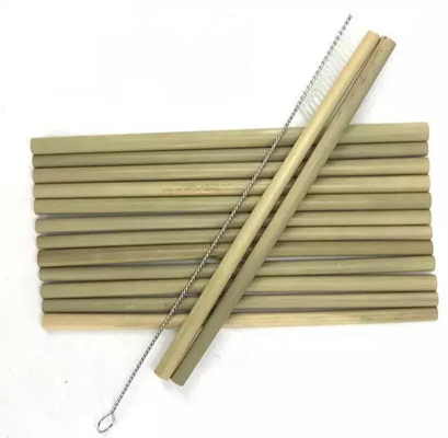 Изготовленные на заказ естественные Biodegradable бамбуковые соломы солом 20cm многоразовые прямые с щеткой